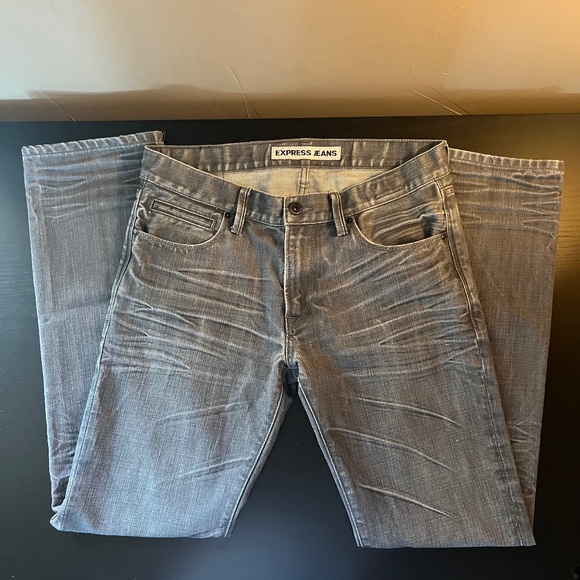 Express Rocco Slim Fit Straight Leg Men's Jeans Grey 31X32 - Picture 1 of 14